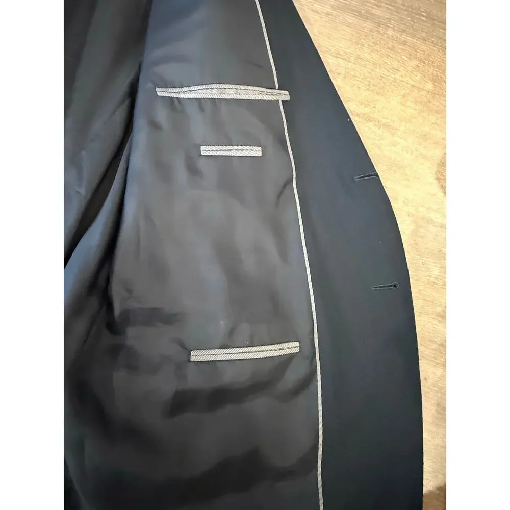 ARMANI COLLEZIONI  Black Cheron Patterned G Line Sport Coat Jacket Blazer 48 R